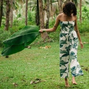 Billabong Forward Feelings Tropical Print Sleeveless Jumpsuit - Size Large